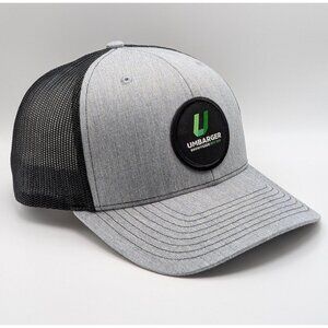 Umbarger Show Feeds Logo Snapback Hat Cap Dad Farm Ag Work Wear Gray Black Mesh